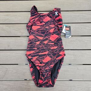 TYR DuraFast Maxfit Youth Girls Mantova One Piece Swimsuit Red, -Sz 22 NEW